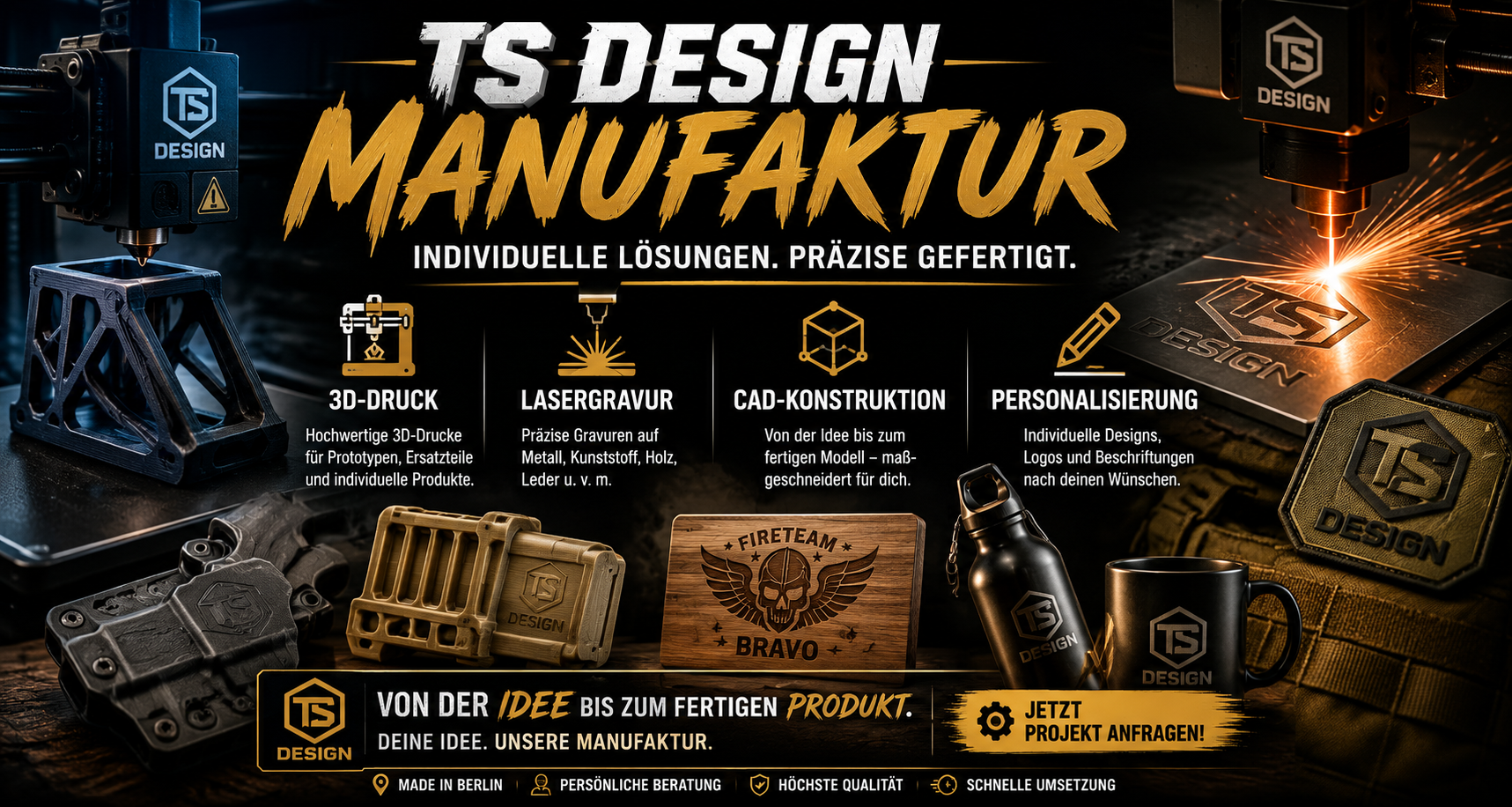 TS Design Manufaktur für 3D-Druck und Lasergravur in Berlin