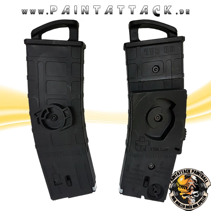 Tippmann TMC Magazin mit Magazinverbinder Mag-Fed Mags Doppelpack schwarz Kaliber 50 – Bild 3