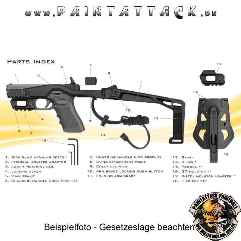 Glock Bodykit Recover 20/21 Stabilizer Komplettkit inkl. Holster für 10 mm / .45 ACP, schwarz, Kompatibilität C – Bild 6