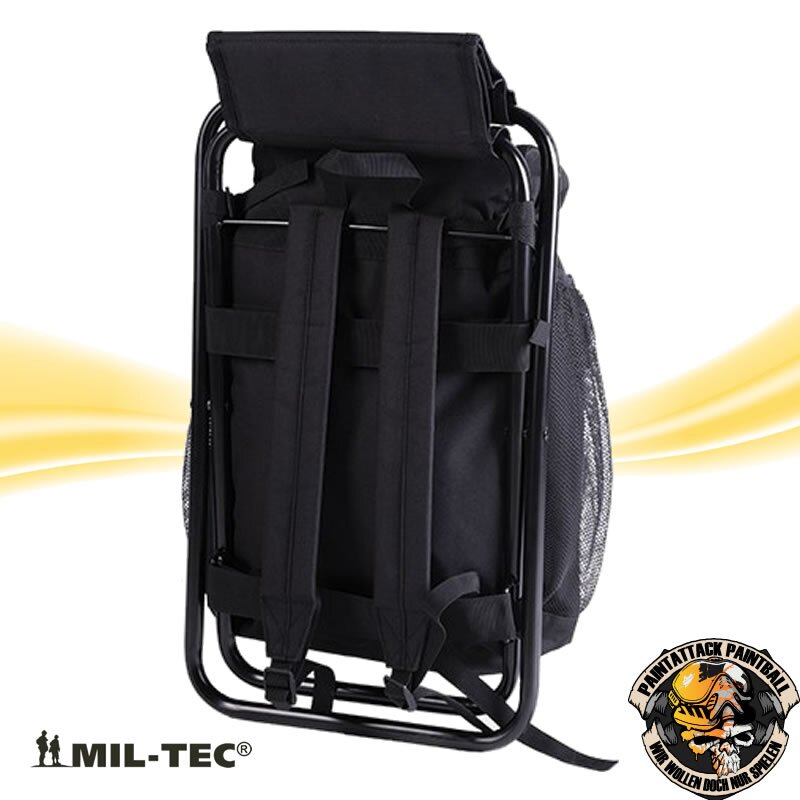 Paintball Rucksack mit Sitz - Jagd Wander Angel Ansitzrucksack schwarz – Bild 2