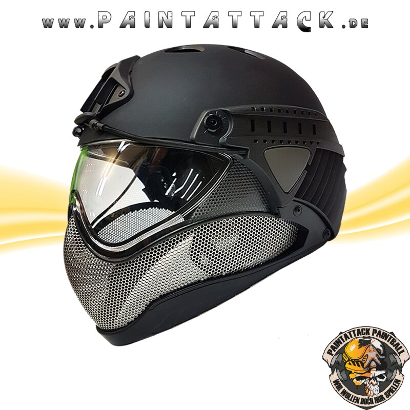 Warq - Taktischer Helm mit Thermalglas und Mesh Gitterschutz für Paintball und Airsoft schwarz – Bild 2