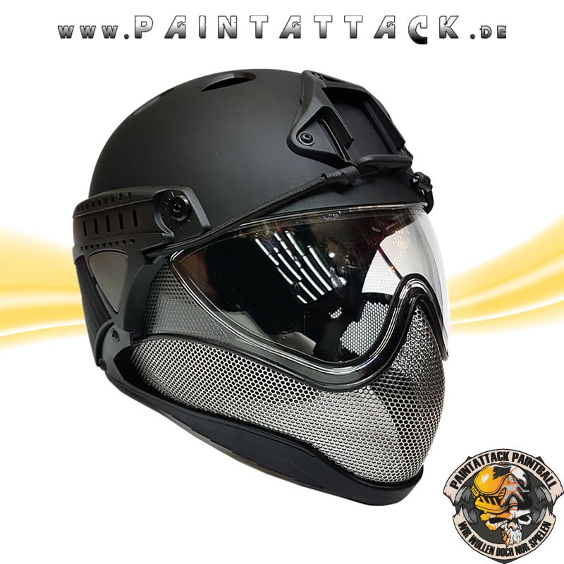 Warq - Taktischer Helm mit Thermalglas und Mesh Gitterschutz für Paintball und Airsoft schwarz – Bild 3
