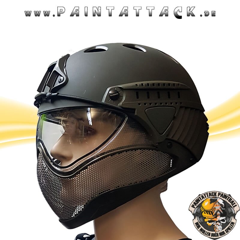 Warq - Taktischer Helm mit Thermalglas und Mesh Gitterschutz für Paintball und Airsoft schwarz – Bild 5
