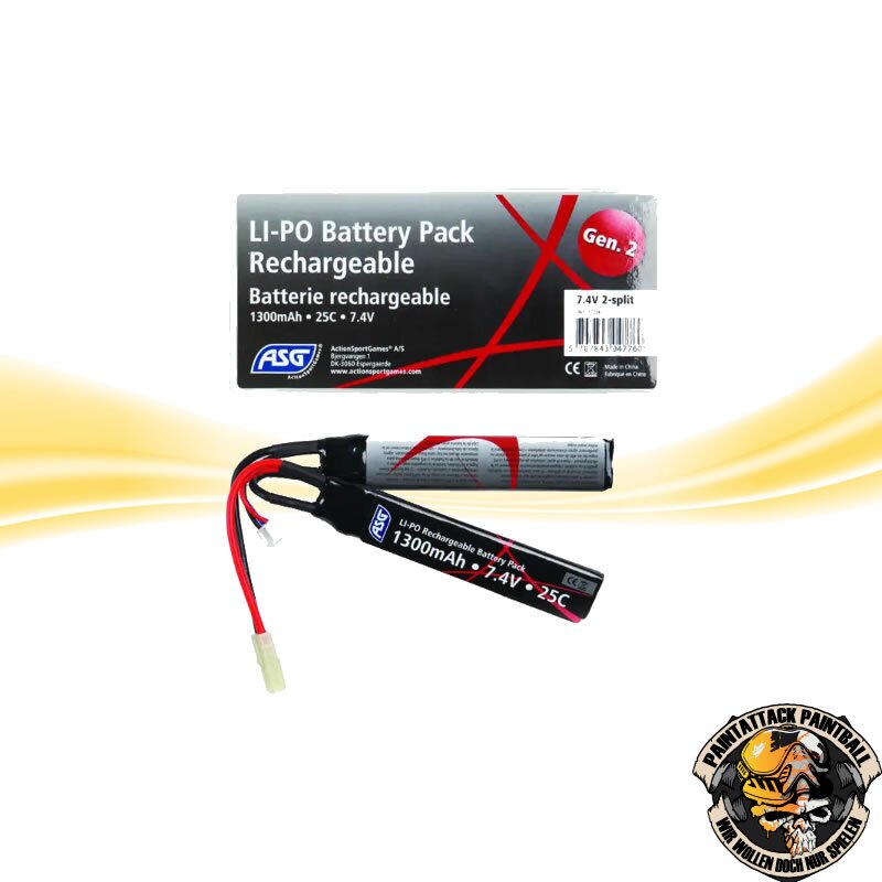 ASG Airsoft Lipo Akku 7,4V 1300mAh 25C LiPo Akku Double Stick Tamiya