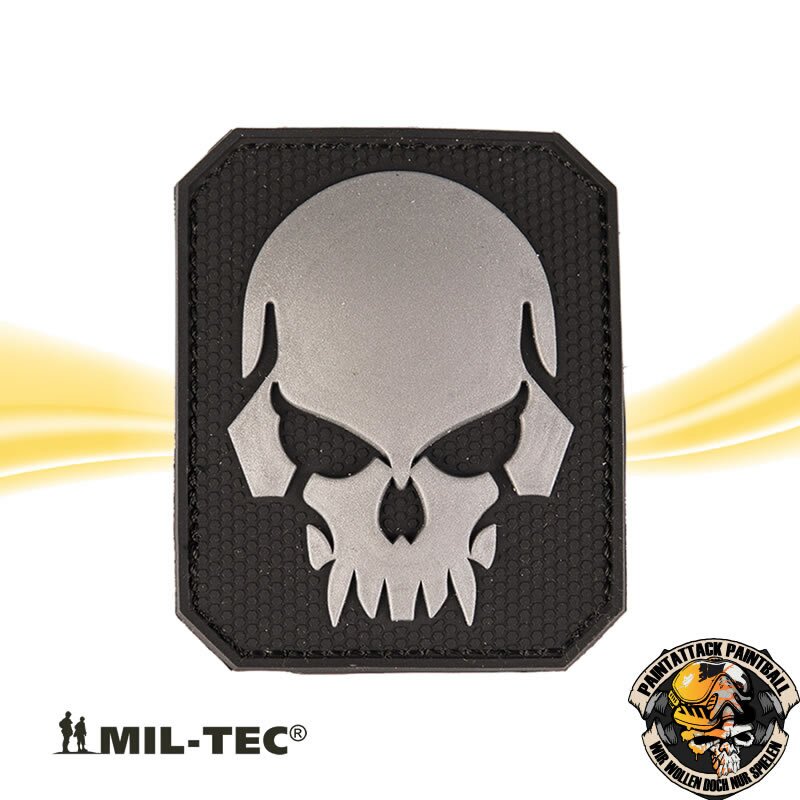 Totenkopf Skull Patch schwarz 3D M.Klett LG Airsoft- und Paintball-Patch PVC