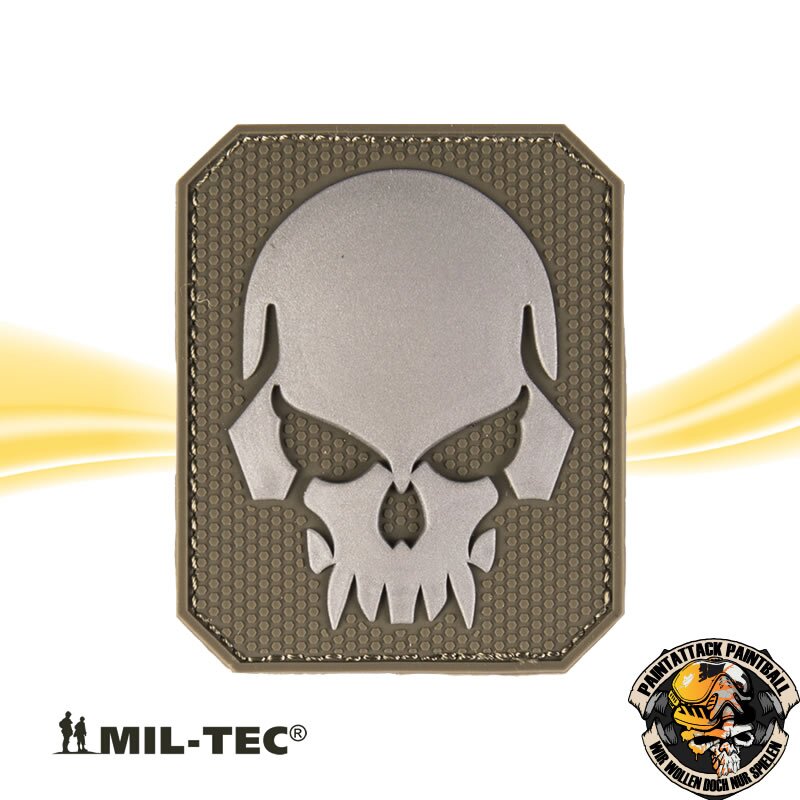 Totenkopf Skull Patch oliv 3D M.Klett LG Airsoft- und Paintball-Patch PVC