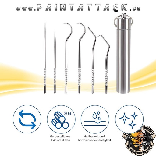 [6536] O-Ring Entferner Set - Paintball spezial Werkzeug 6 Stück mit Etui