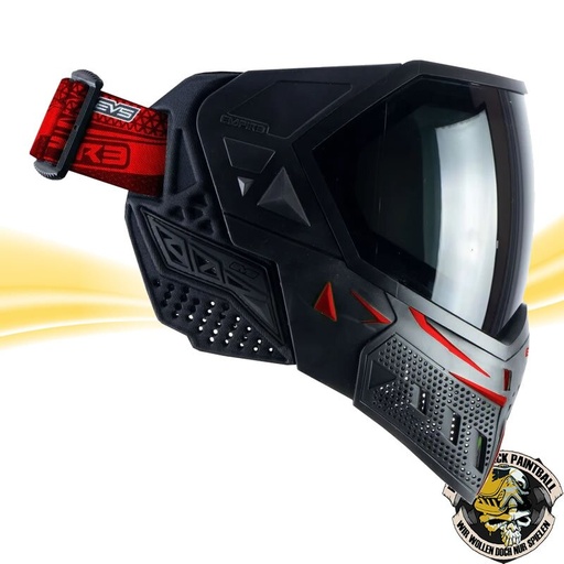 [6515] Empire EVS Paintball Maske schwarz - rot mit 2 Maskengläsern  (Clear und Ninja)