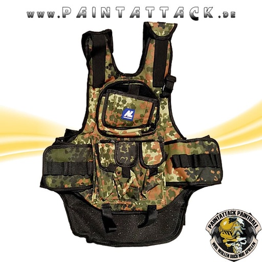 [6047] Taktische Weste, Battle Weste, Chest Protector für Paintball und Airsoft - FLECKTARN